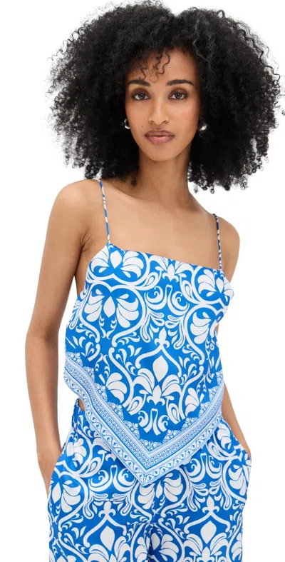 Alice And Olivia Yuri Spaghetti Strap Scarf Top Soiree True Blue