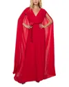 Alice And Olivia Zenaida Maxi Cape Dress In Bright Ruby
