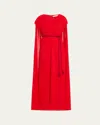 Alice And Olivia Zenaida Maxi Cape Dress In Bright Ruby