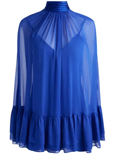ALICE AND OLIVIA ZENON TIE-NECK CAPE MINI DRESS