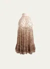 Alice And Olivia Zenon Sequin-embellished Tulle Mini Dress In Pearl Blush/rose