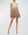 Alice And Olivia Zenon Cape Mini Dress In Pearl Blush/rose Gol