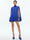 Alice And Olivia Zenon Tie Neck Cape Mini Dress In Royal Blue In Royal