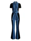 Alice And Olivia Zip-front Panelled Jumpsuit In Blue