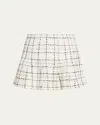 Alice And Olivia Zona High Rise Godet Mini Skirt In Off Whiteblack