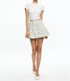 Alice And Olivia Zona Mini Skirt In Off White / Black