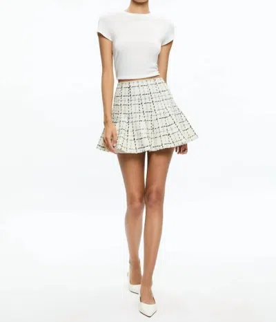 Alice And Olivia Zona Mini Skirt In Off White / Black