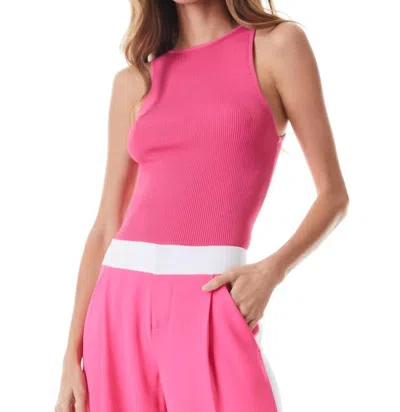 Alice And Olivia Zulma Ribbed Knit Tank Top In Candy In Pink