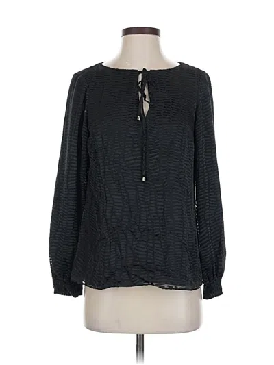 Pre-owned Alice & Trixie Long Sleeve Silk Top Black Keyhole Neckline Tops