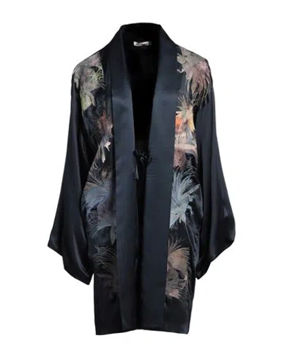 Alice Archer Woman Overcoat & Trench Coat Midnight Blue Size S Silk