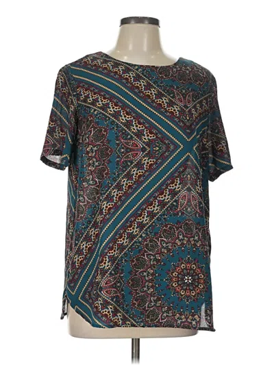 Pre-owned Alice Blue Short Sleeve Top Teal Paisley Pattern Crew Neck Tops