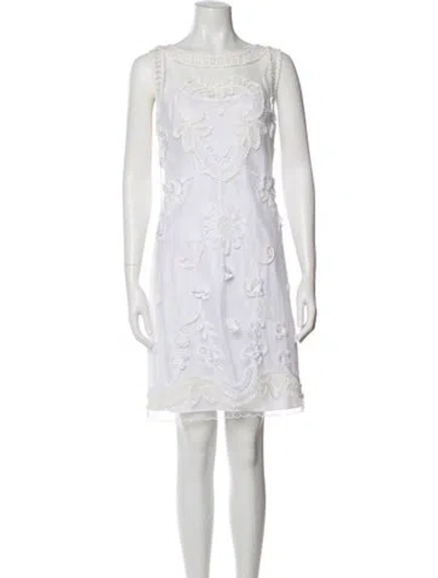 Pre-owned Alice By Temperley Bateau Neckline Knee-length Dress In White