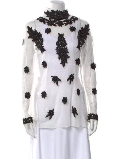 Pre-owned Alice By Temperley Floral Print Mock Neck Blouse In Multi