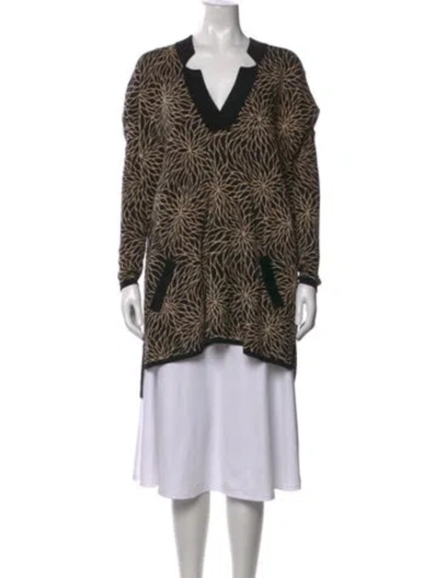 Pre-owned Alice By Temperley Floral Print V-neck Sweater In Black