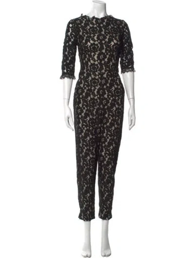Pre-owned Alice By Temperley Lace Pattern Crew Neck Jumpsuit In Black