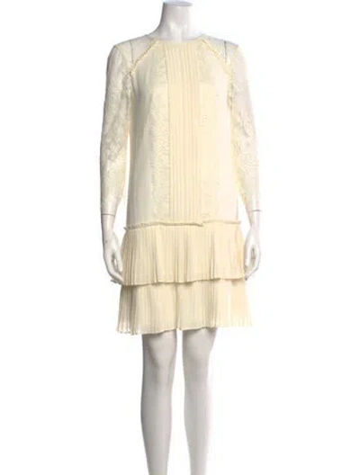 Pre-owned Alice By Temperley Lace Pattern Mini Dress In Neutral