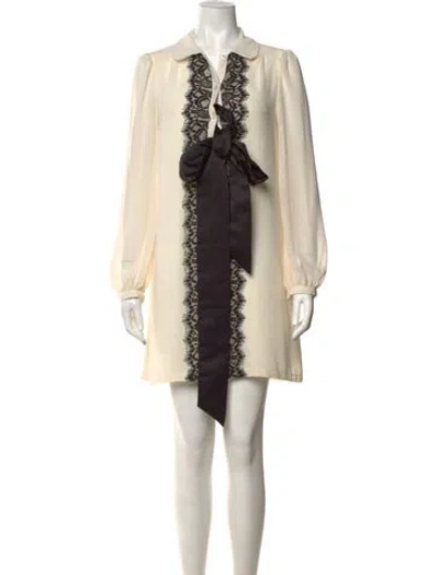 Pre-owned Alice By Temperley Lace Pattern Mini Dress In Neutrals