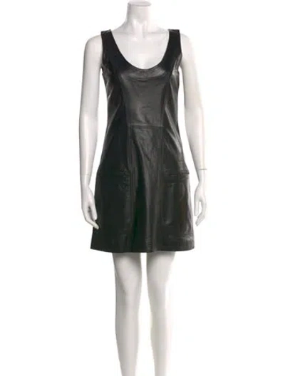 Pre-owned Alice By Temperley Lamb Leather Mini Dress In Black