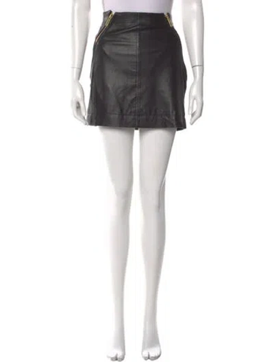 Pre-owned Alice By Temperley Leather Mini Skirt In Gray