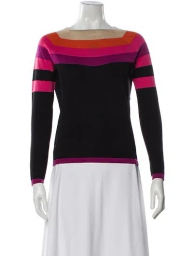 Pre-owned Alice By Temperley Merino Wool Striped Sweater In Black
