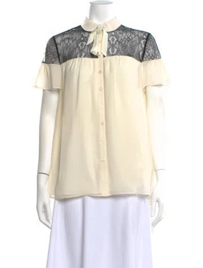 Pre-owned Alice By Temperley Nylon Short Sleeve Button-up Top In Neutral