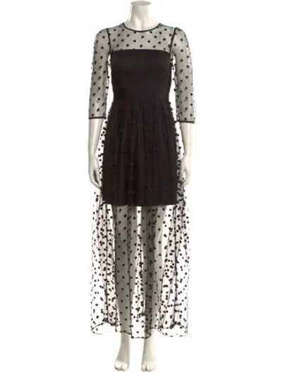 Pre-owned Alice By Temperley Polka Dot Print Long Dress In Black