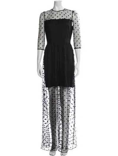 Pre-owned Alice By Temperley Polka Dot Print Long Dress In Black