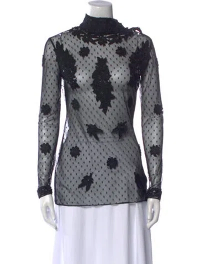 Pre-owned Alice By Temperley Polka Dot Print Turtleneck Top In Black