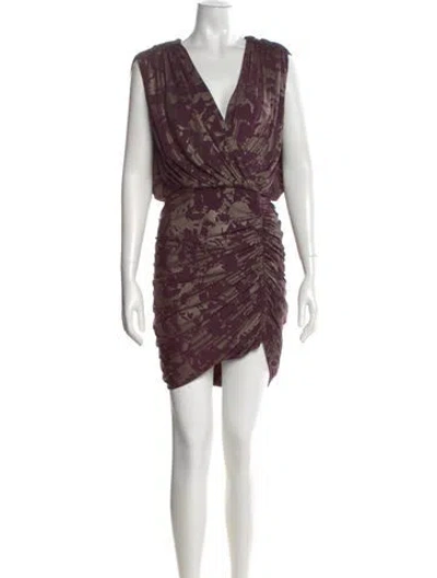 Pre-owned Alice By Temperley Printed Mini Dress W/ Tags In Burgundy