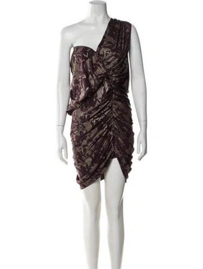 Pre-owned Alice By Temperley Printed Mini Dress W/ Tags In Burgundy