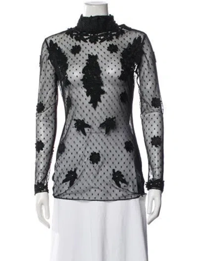 Pre-owned Alice By Temperley Printed Mock Neck Blouse In Grey