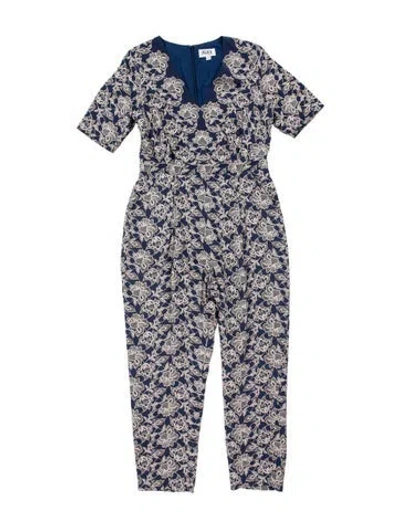 Pre-owned Alice By Temperley Silk Floral Print Jumpsuit In Blue/white