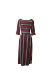 Alice By Temperley Striped Maxi Dress In Red Silk In Red