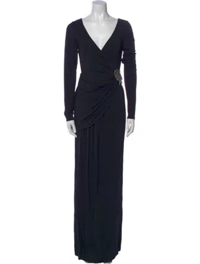 Pre-owned Alice By Temperley V-neck Long Dress In Blue