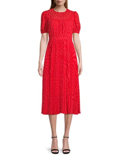 Alice By Temperley Women's Elyse Striped Pleated Midi Dress In Cherry Red