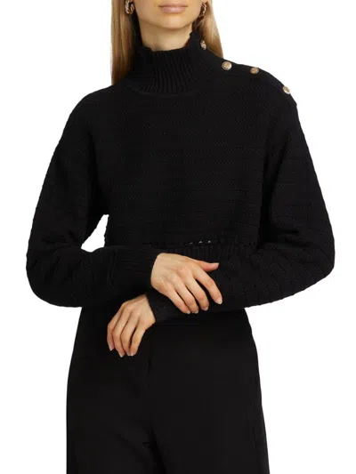 Alice By Temperley Women's Ginny Cotton Knit Long-sleeve Sweater In Black