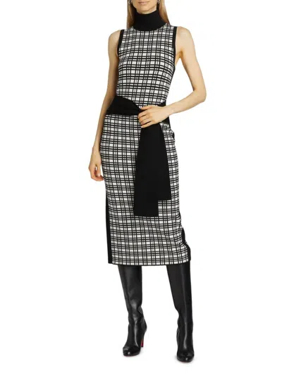 Alice By Temperley Women's Peggy Windowpane Knit Sleeveless Midi-dress In Gray