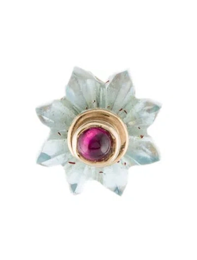 Pre-owned Alice Cicolini 9k Ruby & Topaz Single Stud Earring In Multi