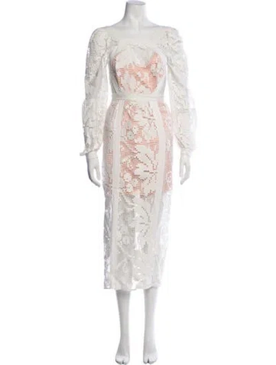 Pre-owned Alice Mccall Bateau Neckline Long Dress In Neutrals
