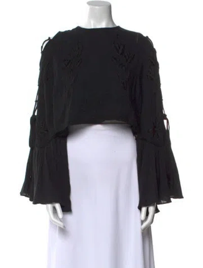 Pre-owned Alice Mccall Bateau Neckline Long Sleeve Crop Top In Black