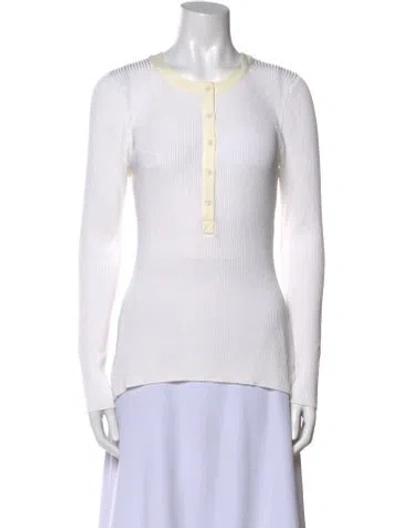 Pre-owned Alice Mccall Crew Neck Long Sleeve Top In White