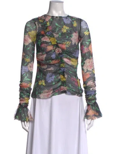 Pre-owned Alice Mccall Floral Print Crew Neck Blouse In Multicolor