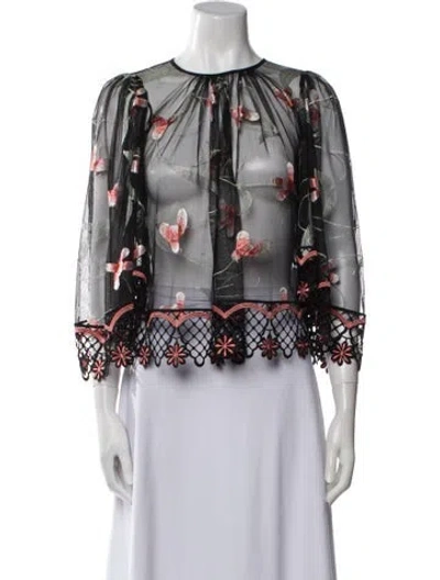 Pre-owned Alice Mccall Floral Print Crew Neck Blouse In White