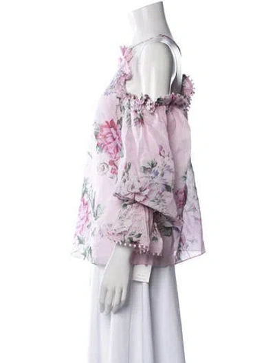 Pre-owned Alice Mccall Floral Print Halterneck Blouse In Pink