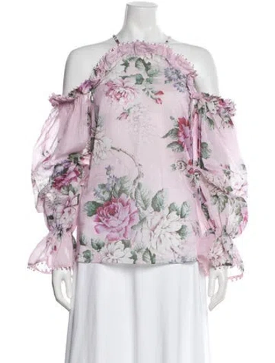 Pre-owned Alice Mccall Floral Print Halterneck Blouse W/ Tags In Pink