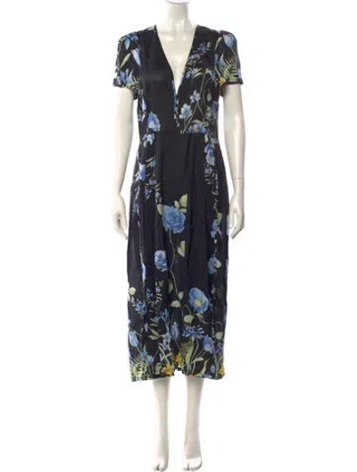 Pre-owned Alice Mccall Floral Print Long Dress In Black