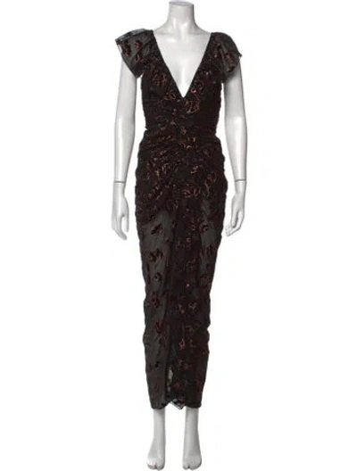 Pre-owned Alice Mccall Floral Print Long Dress In Black