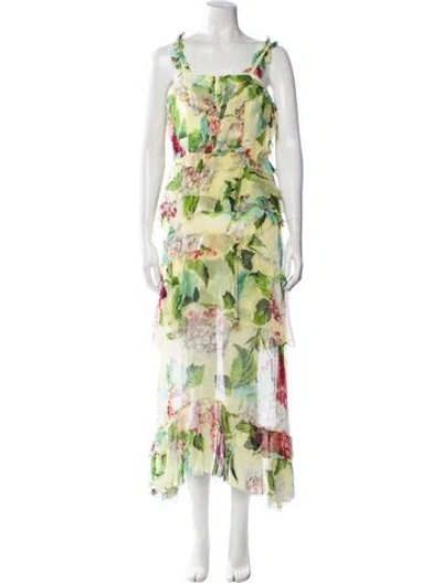 Pre-owned Alice Mccall Floral Print Long Dress In Green