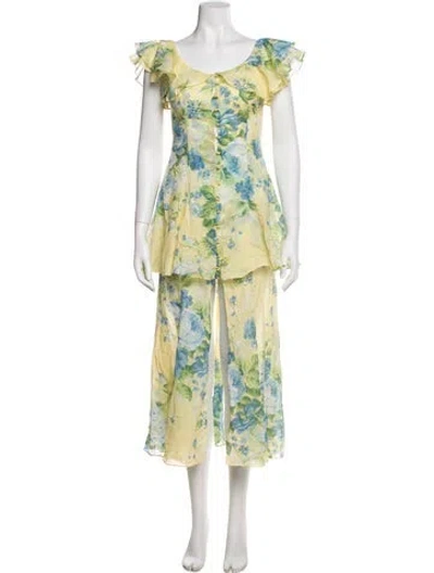 Pre-owned Alice Mccall Floral Print Long Dress In Green