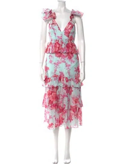 Pre-owned Alice Mccall Floral Print Long Dress In Multi